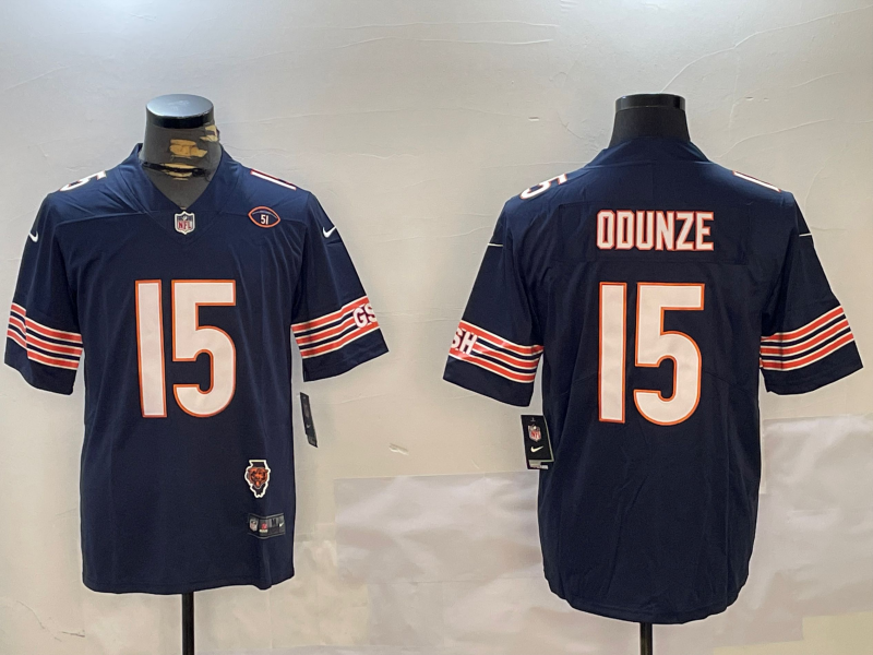 Men's Chicago Bears Rome Odunze #15 Navy Jersey